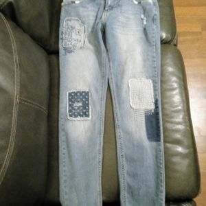 Zana Di Size 10 Distressed Patch Skinny Jeans